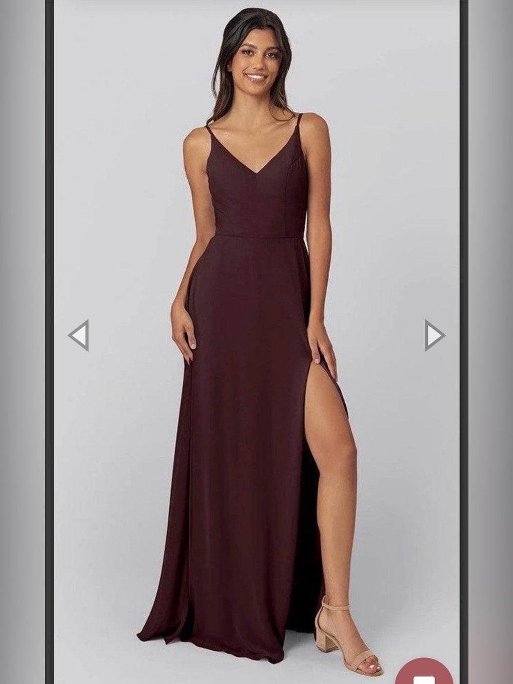 Kennedy Blue - Never Worn Spaghetti Strap Burgundy Chiffon Maxi Dress Bridesmaid
